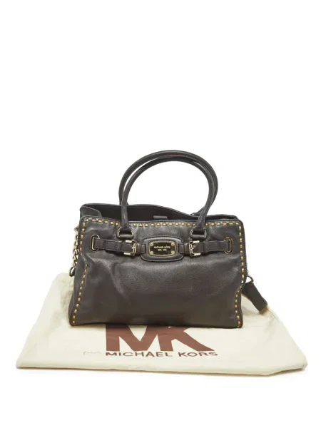 Geantă cu mânere cu lanț Michael Michael Kors din canvas maro