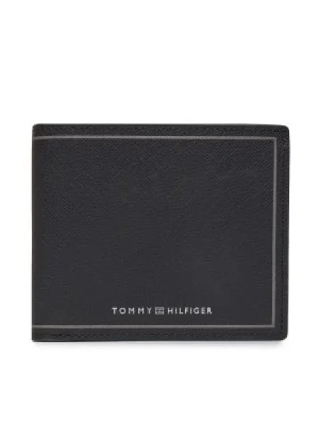 Bőr pénztárca Tommy Hilfiger fekete