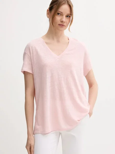 Ленена тениска United Colors of Benetton дамска розово