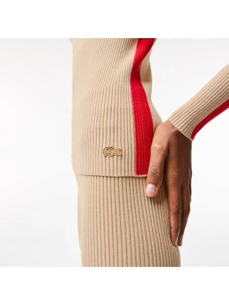 Lacoste Sweter Bezszwowy Z Kontrastowymi Paskami