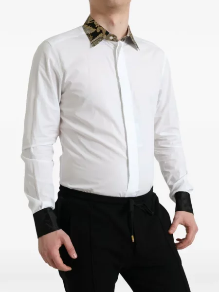Gulerat cămașă Dolce & Gabbana din jacard alb