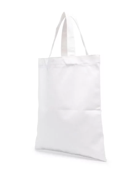 Geantă shopper 10 Corso Como cu buline din canvas alb