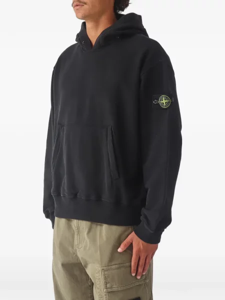 Флийс суичър с качулка Stone Island с качулка камъни черно