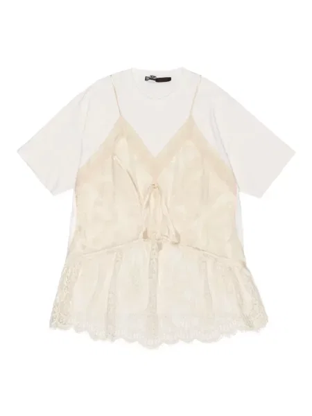 Tricou Bimba Y Lola din dantelă alb