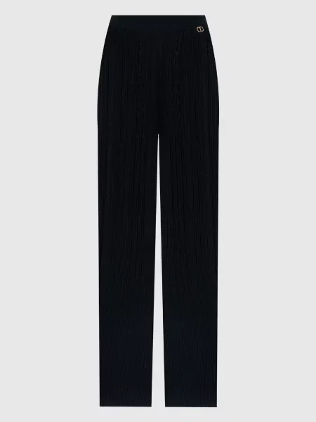 Брюки Twinset клеш в рубчик черные