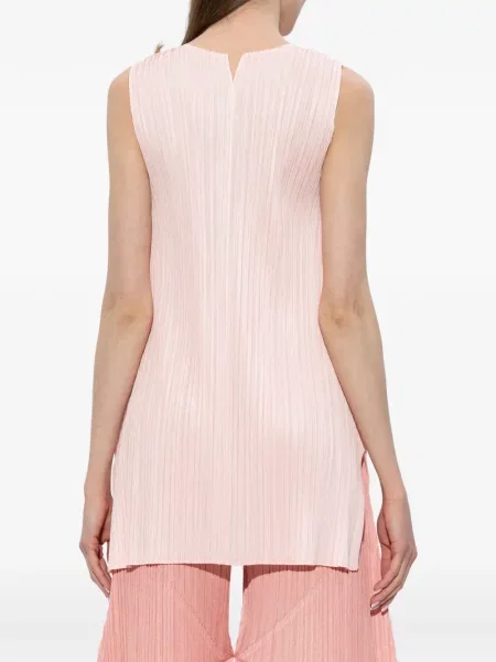 Bluza Pleats Please Issey Miyake bez rukava ružičasta