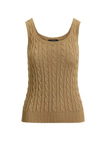 Top Lauren Ralph Lauren fără mâneci tricotate maro