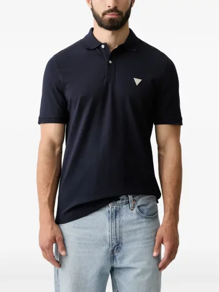 Tricou polo Guess cu autograf albastru