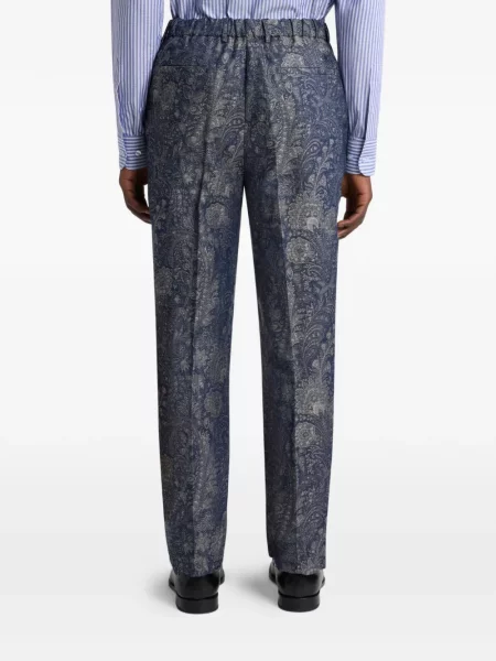 Květinové žakárové kalhoty Etro modré