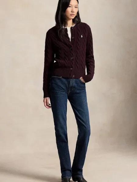 Polo Ralph Lauren kardigan wełniany fioletowy