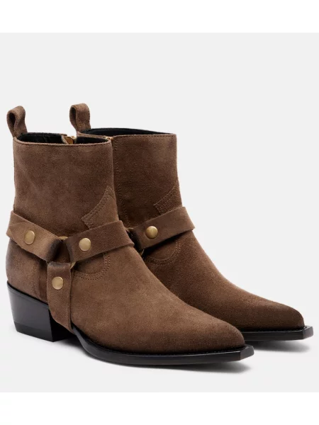 Cizme scurte Golden Goose din piele de căprioară auriu