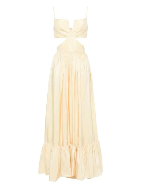 Tafta sukienka midi Saiid Kobeisy do kolan garniturowa żółta