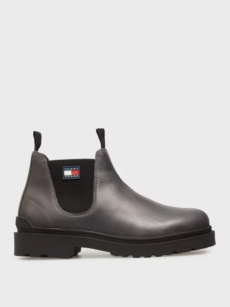 Кожаные ботинки челси Tommy Jeans серые