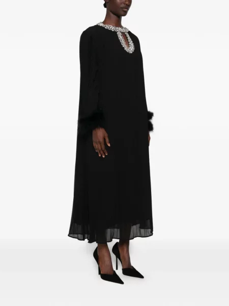Rochie Paper Lace cu pene din dantelă negru