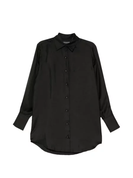Rochie tip cămașă Cynthia Rowley de mătase negru