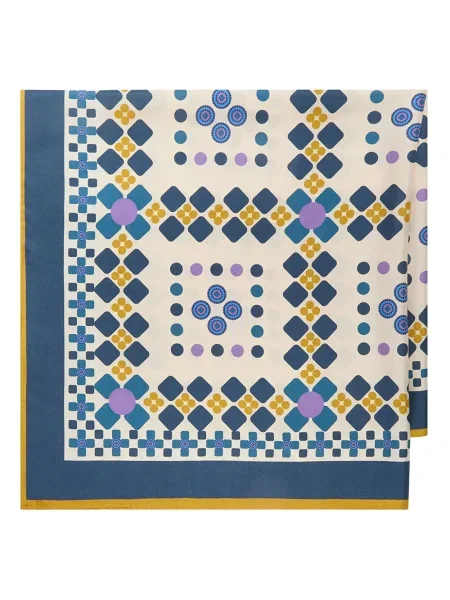 Fular Maliparmi cu imprimeu geometric albastru