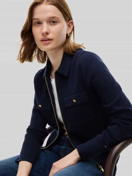 Kardigan rozpinany o kroju regular fit z na piersi Tommy Hilfiger granatowy