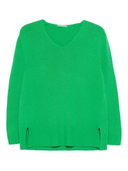 Pulover Purotatto cu decolteu în V verde