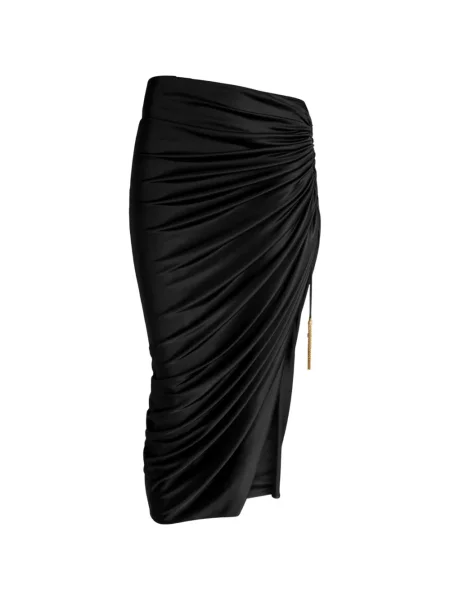 Fustă midi Balmain din jerseu negru
