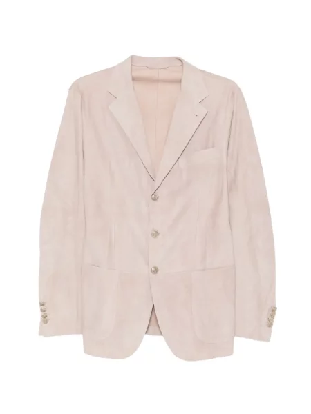 Sacou Eleventy din piele de căprioară cu un singur rând de nasturi roz