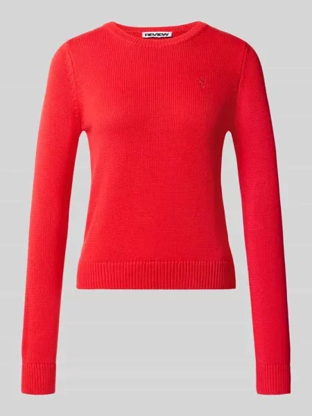 Sweter o kroju slim fit z czystej bawełny Review czerwony
