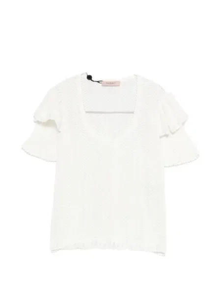 Tricou Twinset cu volane alb