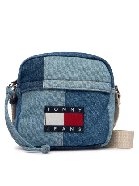 Tommy Jeans Torbica za okrog pasu Tjm Denim Patchwork Reporter modra