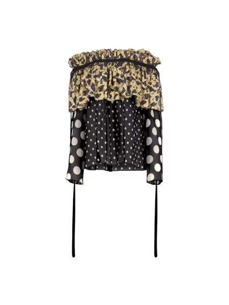 Satynowa wielobarwność bluzka Nina Ricci w grochy