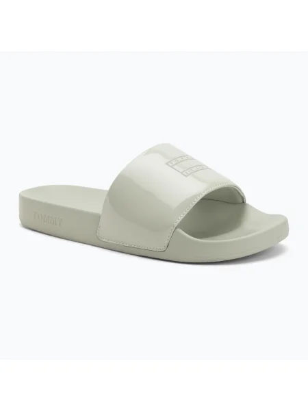 Papuci pentru femei Tommy Hilfiger Flag Pool Slide Patent misty sage