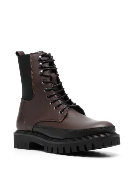 Nėriniuotos auliniai batai Tommy Hilfiger su raišteliais chunky ruda