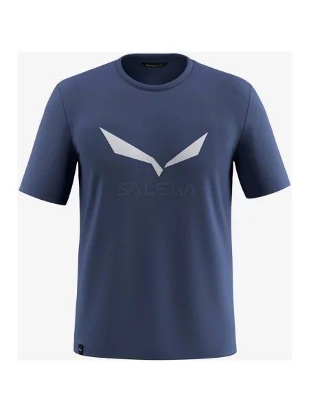 Koszulka Salewa Solid logo Dri-Rel niebieska ciemna logo XS białe