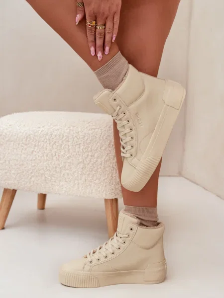 Zateplené tenisky Big Star na platformě hnědé