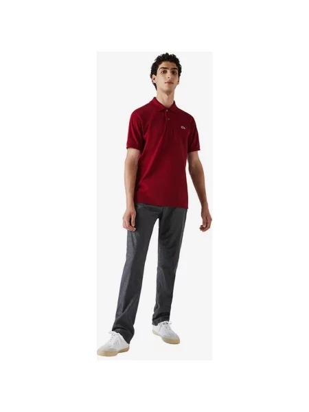 Polo Lacoste Classic Fit bordowy krótki rękaw XS czerwona