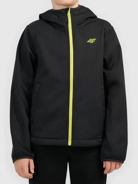 4F Kurtka chłopięca SOFTSHELL Wiatroodporna na co dzień czarna