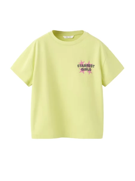 MANGO KIDS Tricou STARFEST galben citron / roz deschis negru
