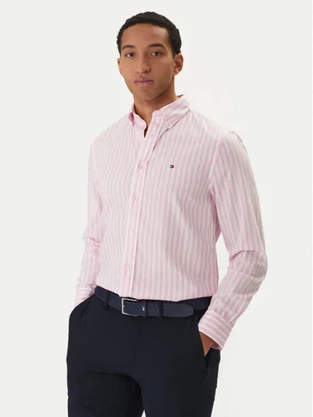 Klasická košeľa Tommy Hilfiger popelín ružová