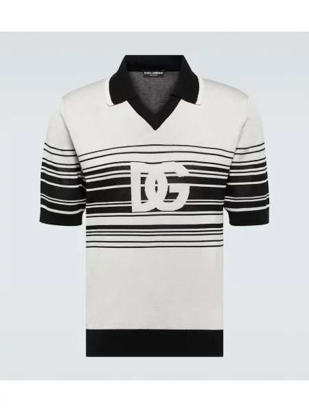 Svilena polo majica Dolce&gabbana s črtami z avtogramom