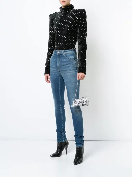 Geantă plic Judith Leiber cu model leopard negru