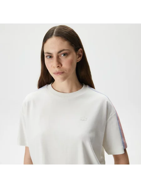 Lacoste Koszulka Relaxed Fit Crew Neck biały