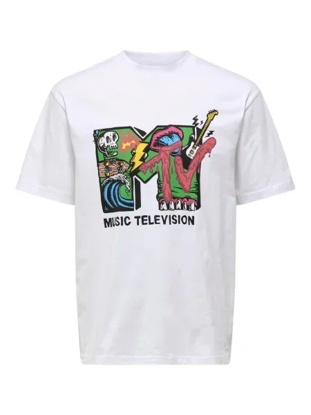Only & Sons Tricou MTV albastru / verde / negru alb