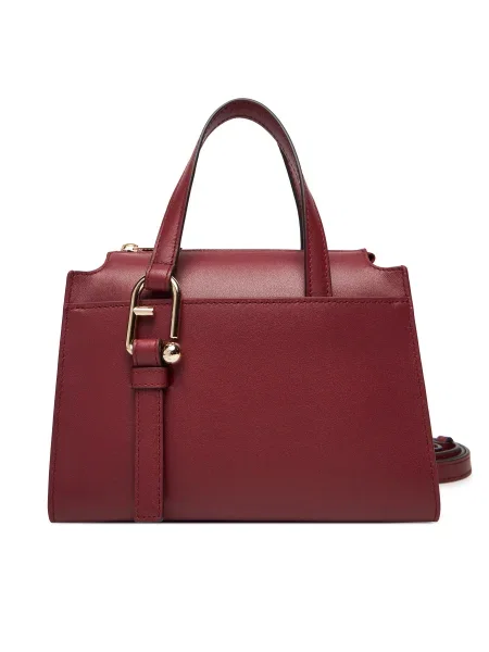 Кожена чанта Furla бордо