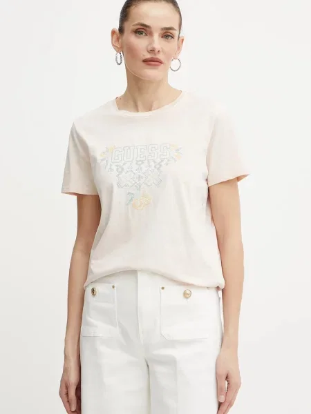 Тениска Guess дамска бежово