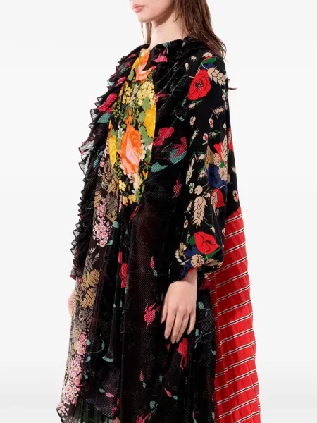 Haljina Balenciaga s cvjetnim printom s printom crna