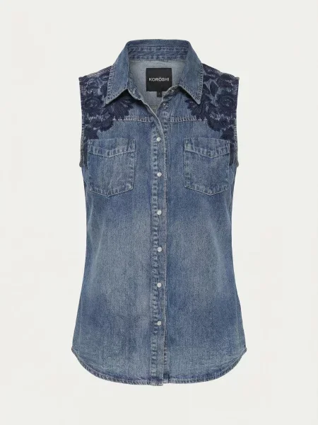 KOROSHI Bluză denim albastru