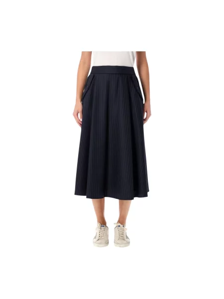 Spódnica midi Golden Goose do kolan z kieszeniami zapinanymi na guziki w kształcie litery A niebieska