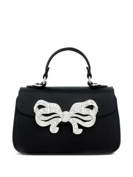 Satynowa torba Judith Leiber z kokardką czarna