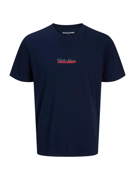 JACK & JONES Tricou JJKENDRICK albastru închis / roșu intens alb