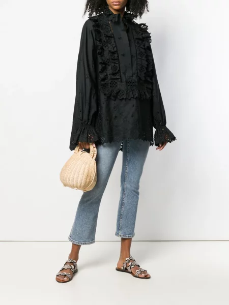 Bluză Alberta Ferretti cu broderie negru