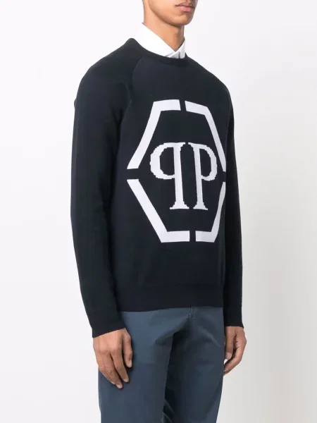 Svetr Philipp Plein s autogramem modrý