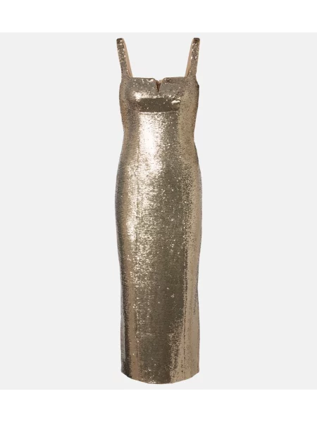 Rochie midi Roland Mouret până la genunchi de costum auriu